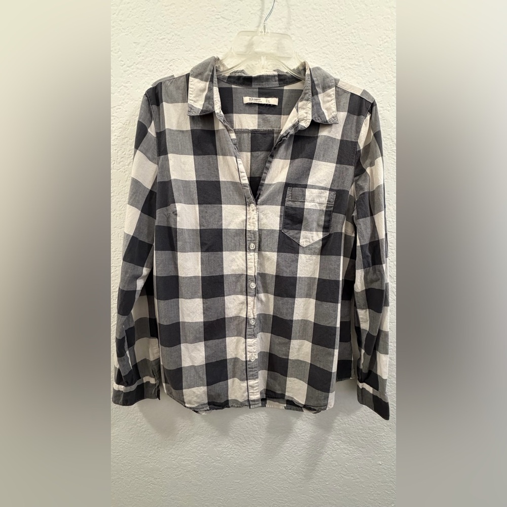 [Old Navy] Black and White Plaid Shirt